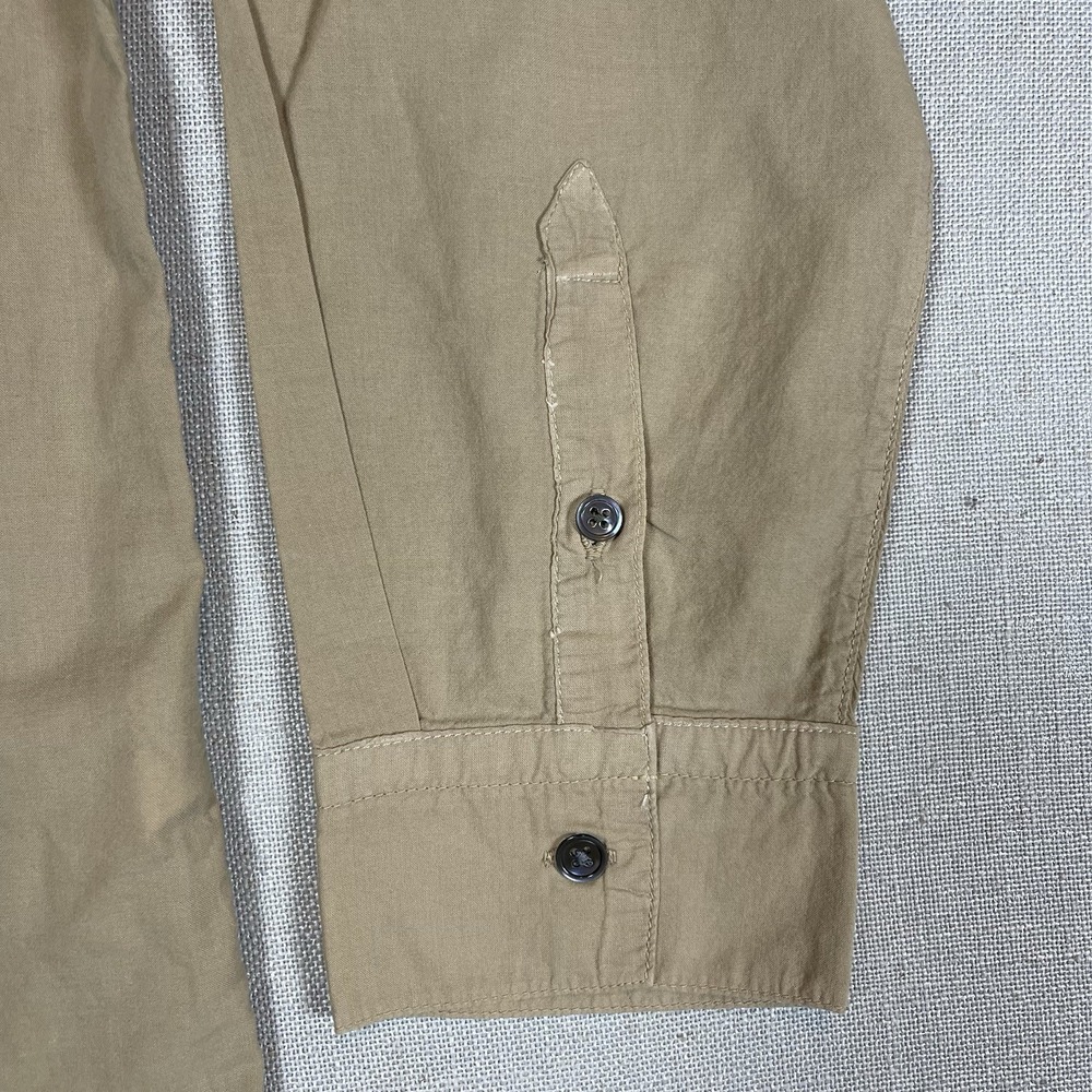 Men's James Perse The Standard Long Sleeve Button Up Dress Shirt Khaki 2 Sz M - Picture 4 of 9